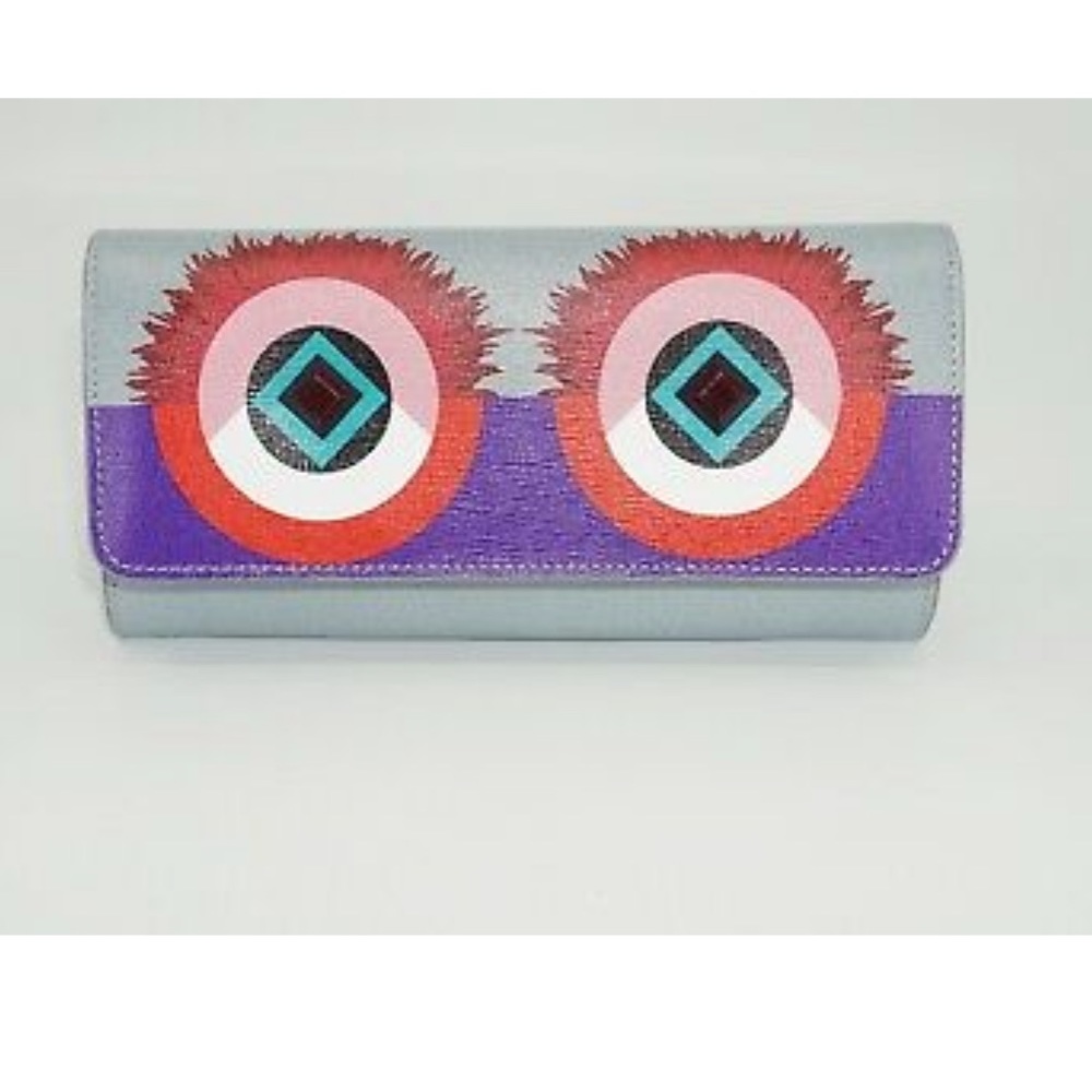 Fendi Monster Eyes Continental Flap Leather Wallet